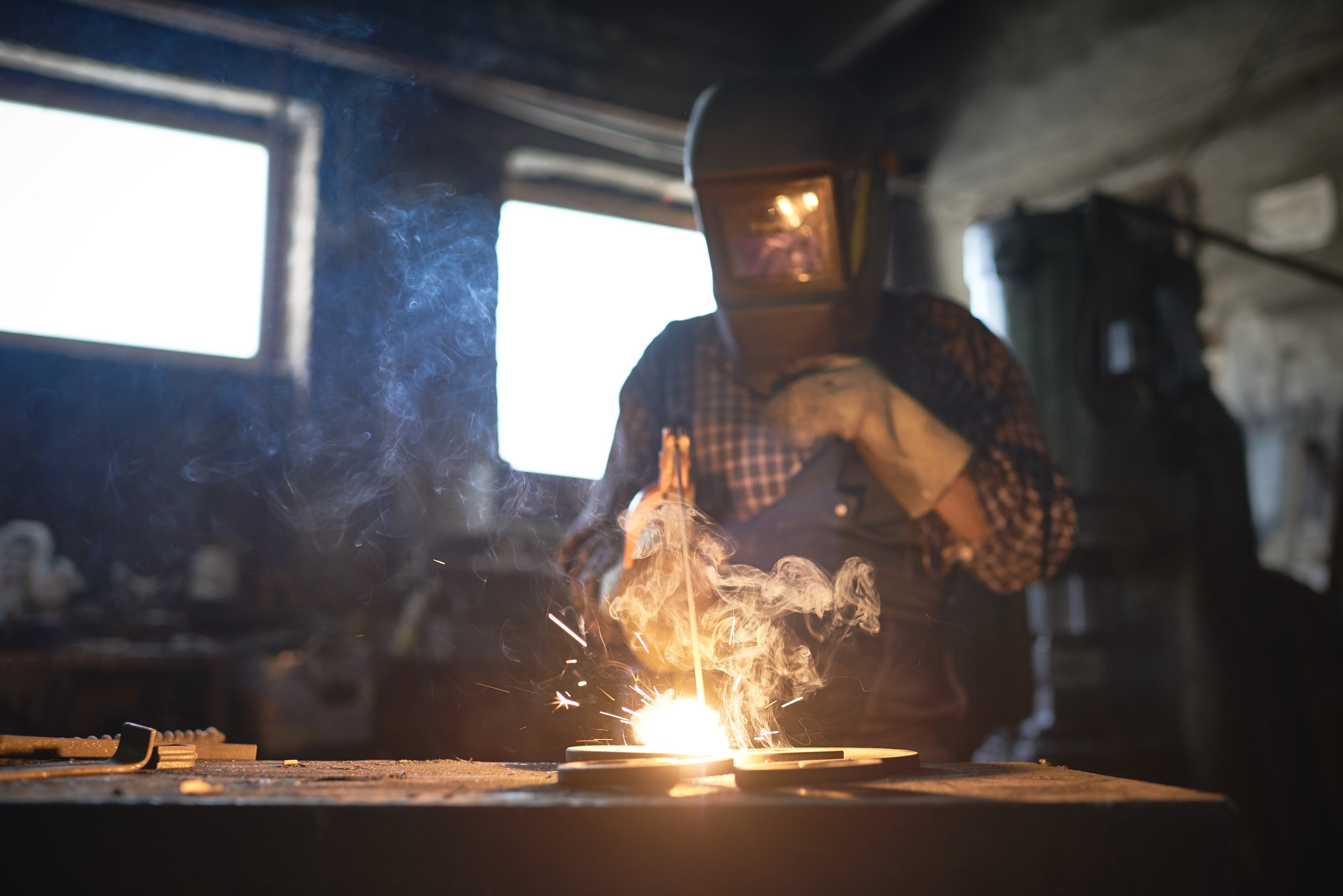 Welding in smithy